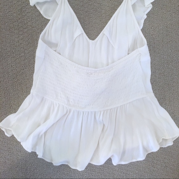 Express White Stretchy Halter Top with Ruffles - Picture 7 of 7